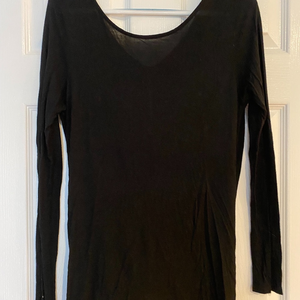 Express Black loose fitting long sleeve T with cross back